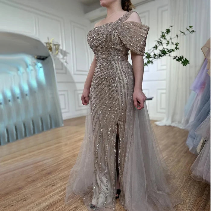 Luxury Sage Green One Shoulder Evening Dress for Wedding Party LA71651 - SERENE HILL