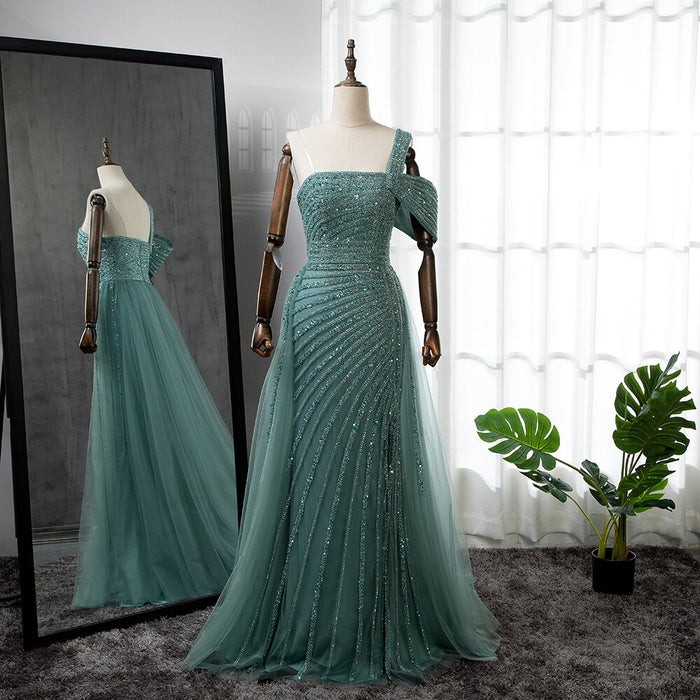 Luxury Sage Green One Shoulder Evening Dress for Wedding Party LA71651 - SERENE HILL