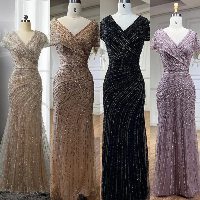 Luxury Silver Nude Mermaid Evening Dresses for Party LA71686 - SERENE HILL