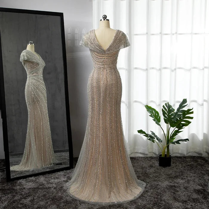 Luxury Silver Nude Mermaid Evening Dresses for Party LA71686 - SERENE HILL