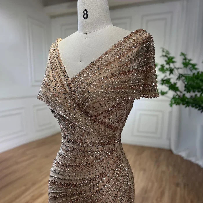 Luxury Silver Nude Mermaid Evening Dresses for Party LA71686 - SERENE HILL