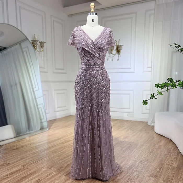Luxury Silver Nude Mermaid Evening Dresses for Party LA71686 - SERENE HILL