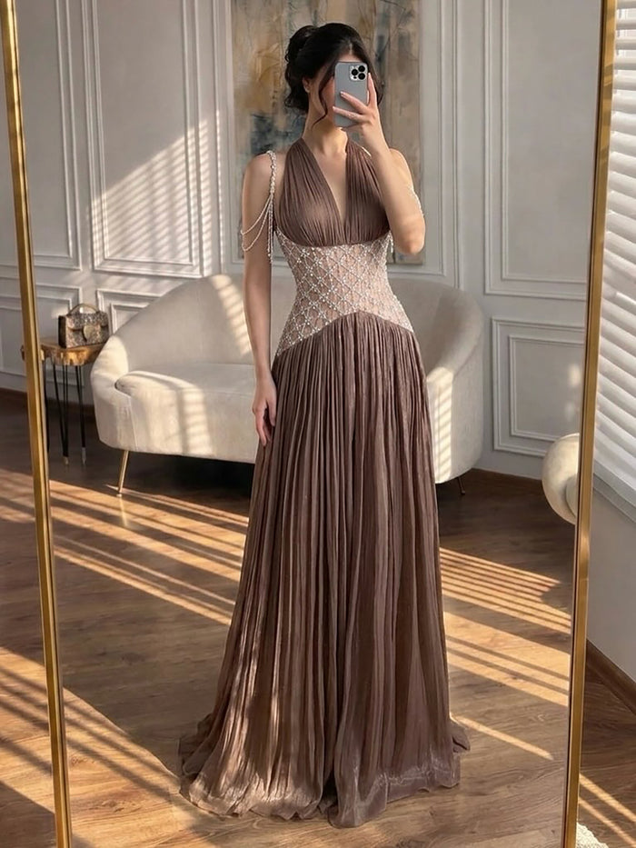 Luxury Turquoise Crystal Beaded A-Line Evening Dress LA73421 SERENE HILL