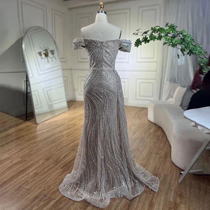 Luxury White Nude Mermaid Split Evening Dress LA72262 - SERENE HILL