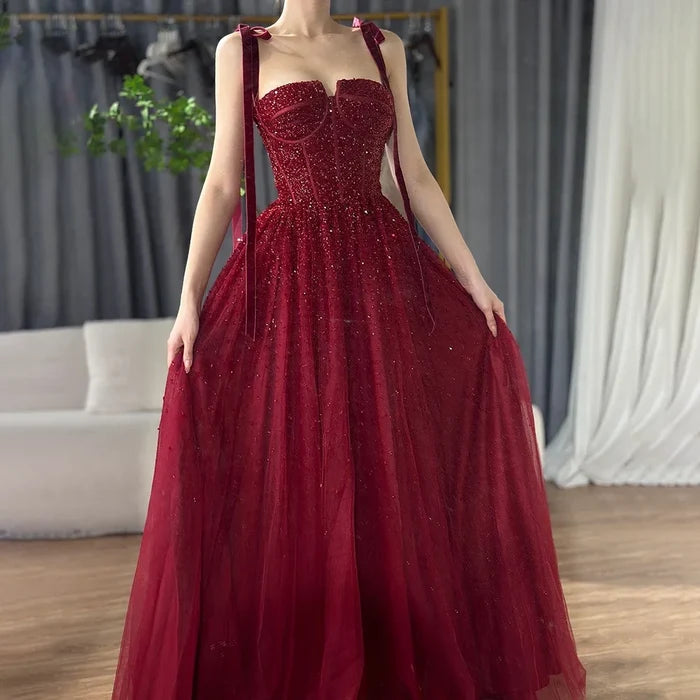 Luxury Wine Red Pink Dubai Evening Dresses LA70600A - SERENE HILL