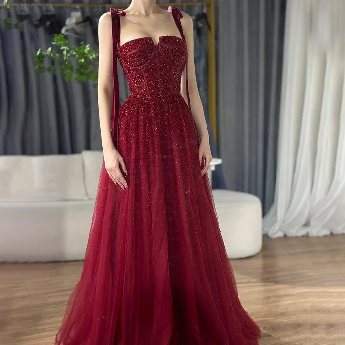 Luxury Wine Red Pink Dubai Evening Dresses LA70600A - SERENE HILL