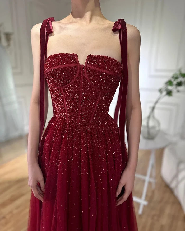 Luxury Wine Red Pink Dubai Evening Dresses LA70600A - SERENE HILL