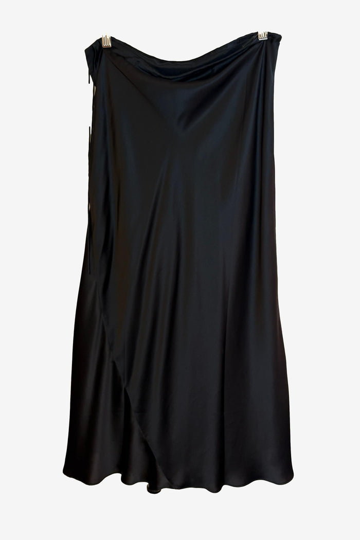 Maison Essentiele Black Silk Midi Skirt