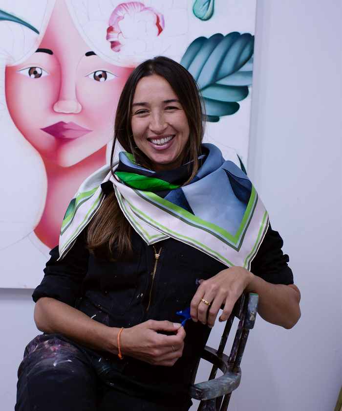 Marcela Florido wearing her echo100 scarf