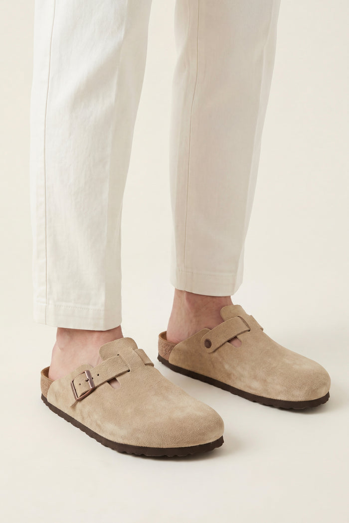 Marcello Suede Clog Light Beige