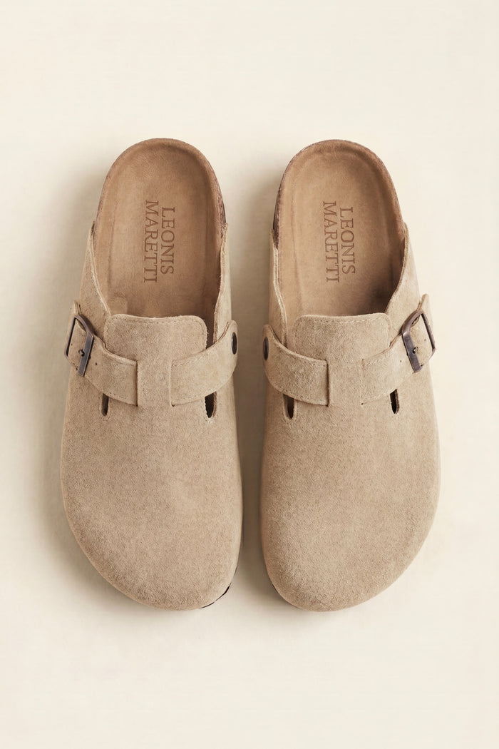 Marcello Suede Clog Light Beige