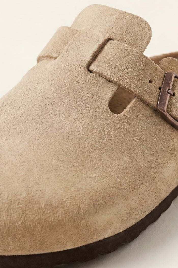 Marcello Suede Clog Light Beige