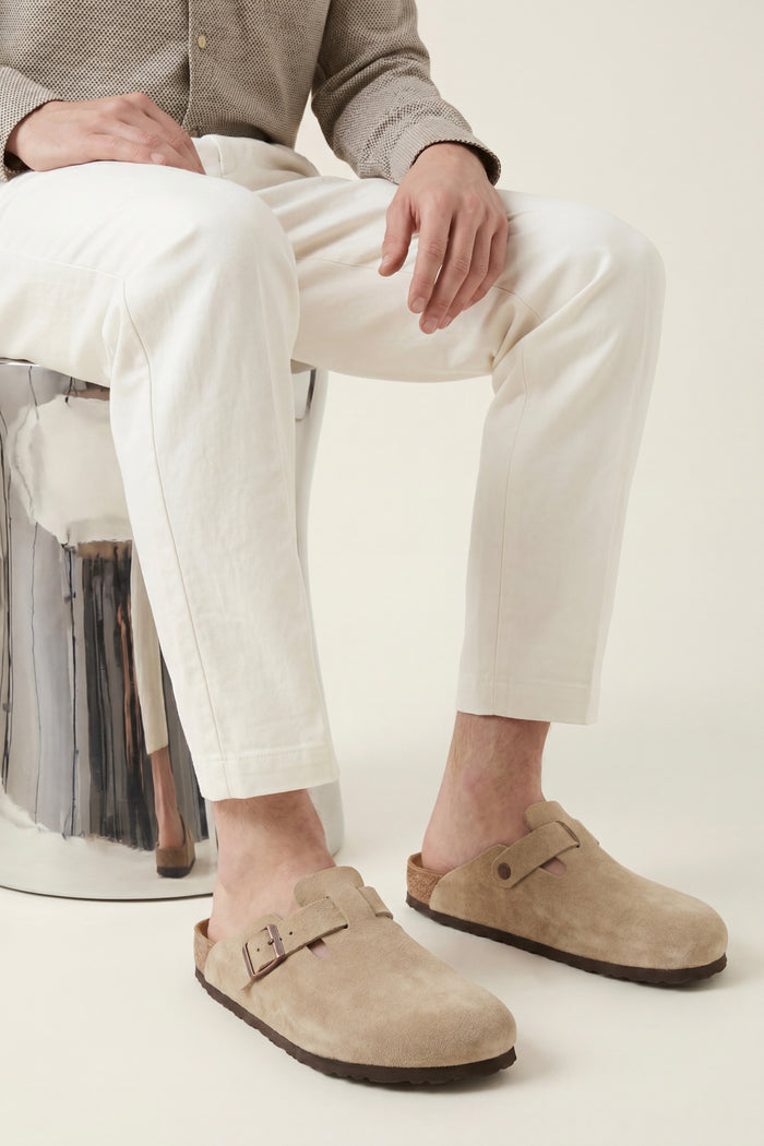 Marcello Suede Clog Light Beige