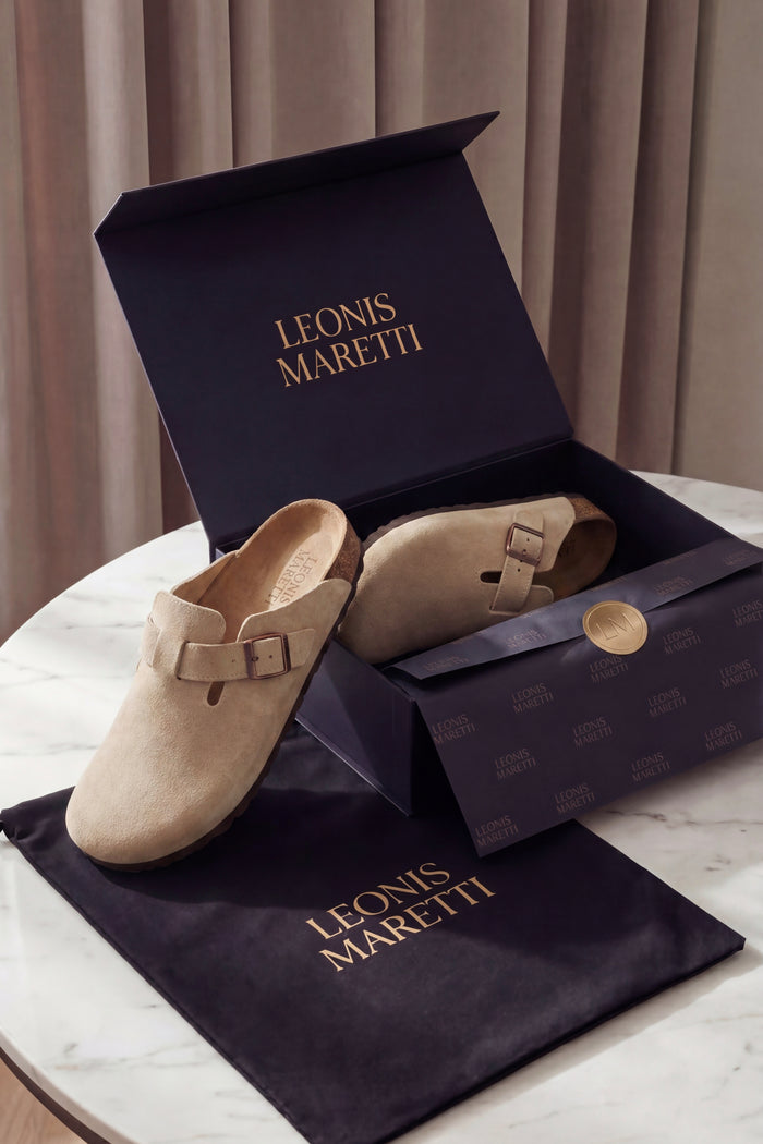 Marcello Suede Clog Light Beige