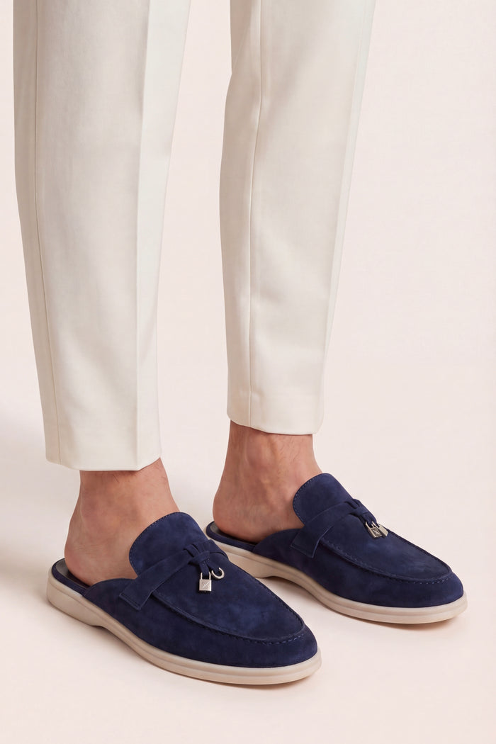 Maretti Buckle Mule Navy Blue