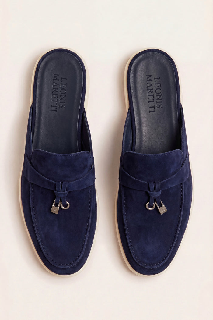Maretti Buckle Mule Navy Blue