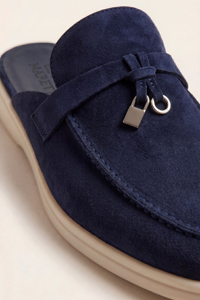 Maretti Buckle Mule Navy Blue
