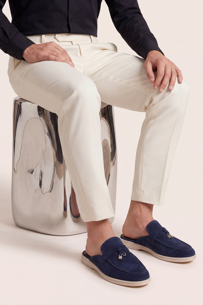 Maretti Buckle Mule Navy Blue
