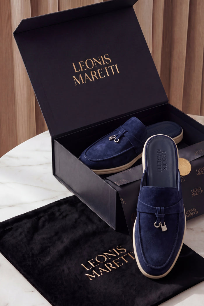 Maretti Buckle Mule Navy Blue