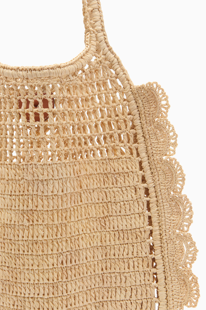 Natural Raffia Tote - Hand-Crocheted Texture and Scalloped Border Close-Up | Ulla Johnson