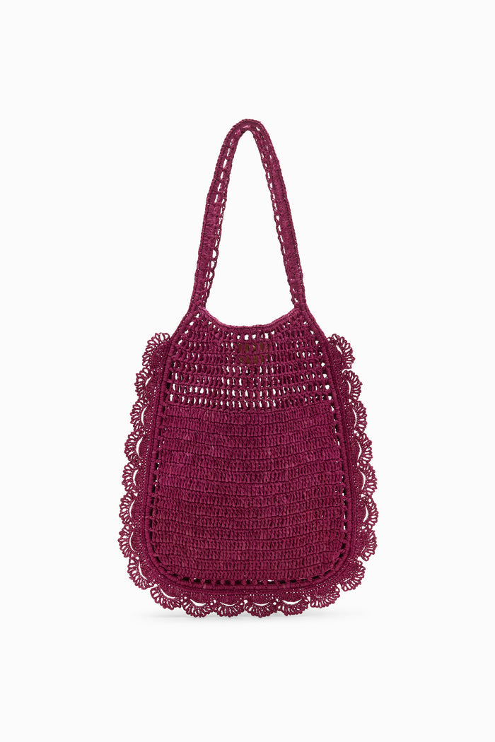 Orchid Hand-Crocheted Raffia Flat Tote - Front View | Ulla Johnson