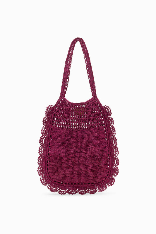 Orchid Hand-Crocheted Raffia Flat Tote - Front View | Ulla Johnson
