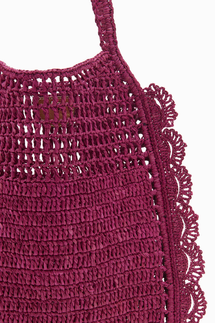 Orchid Raffia Tote Petal Scallop & Hand-Crocheted Texture Close-Up | Ulla Johnson