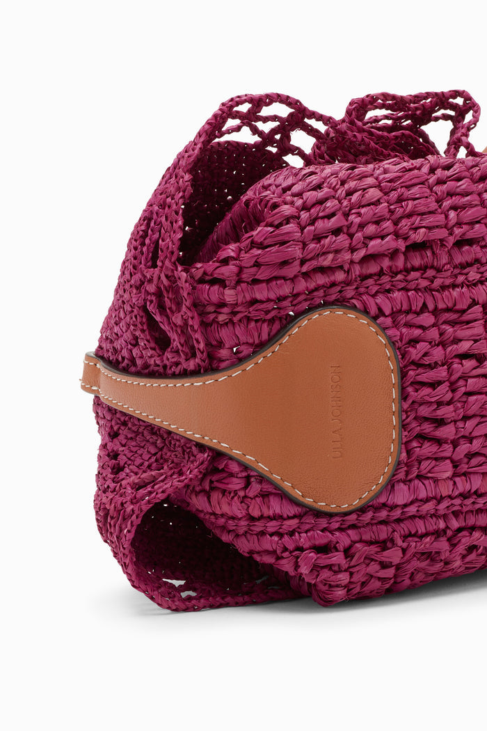 Orchid Raffia Pouchette - Close-Up of Hand-Crocheted Texture & Leather Hardware | Ulla Johnson