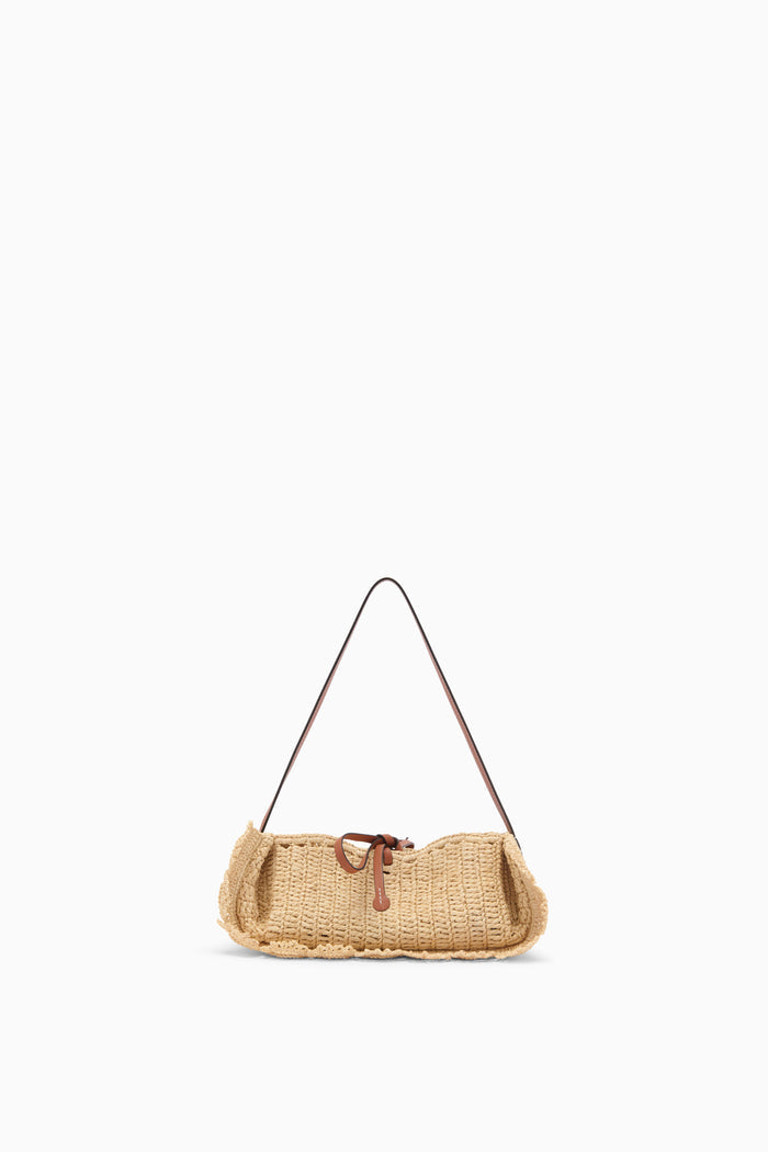 Natural Hand-Crocheted Raffia Scallop Pouchette - Front View | Ulla Johnson