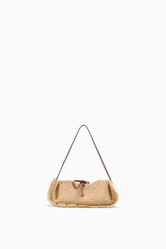 Natural Hand-Crocheted Raffia Scallop Pouchette - Front View | Ulla Johnson