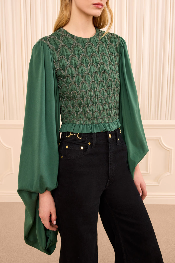 Marlene Long Sleeve Smocked Blouse - Tourmaline