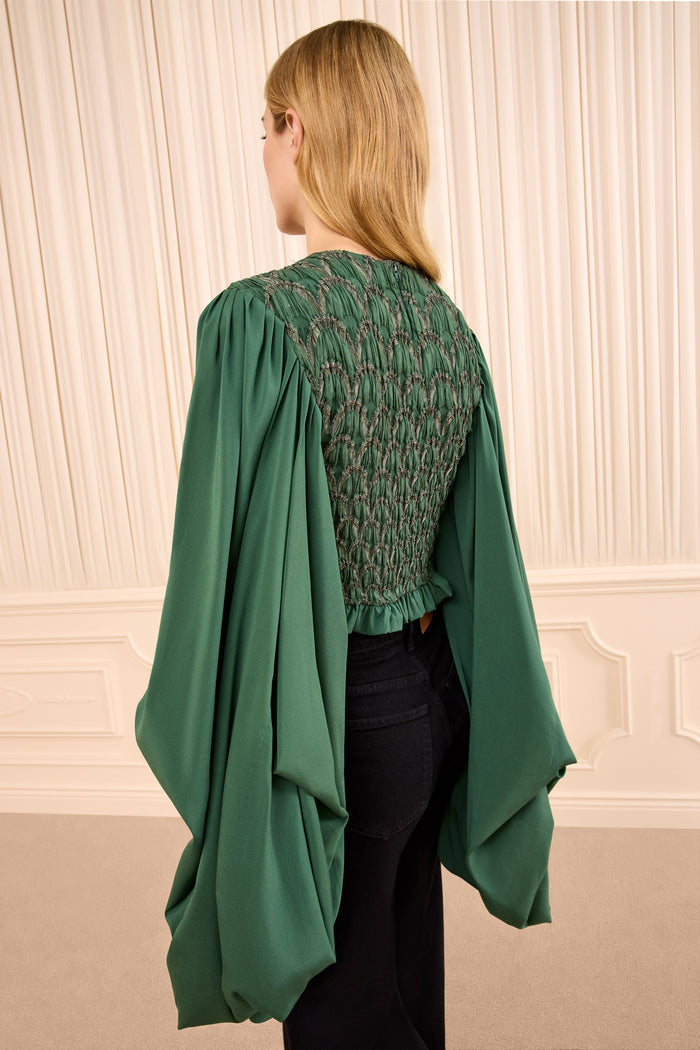 Marlene Long Sleeve Smocked Blouse - Tourmaline