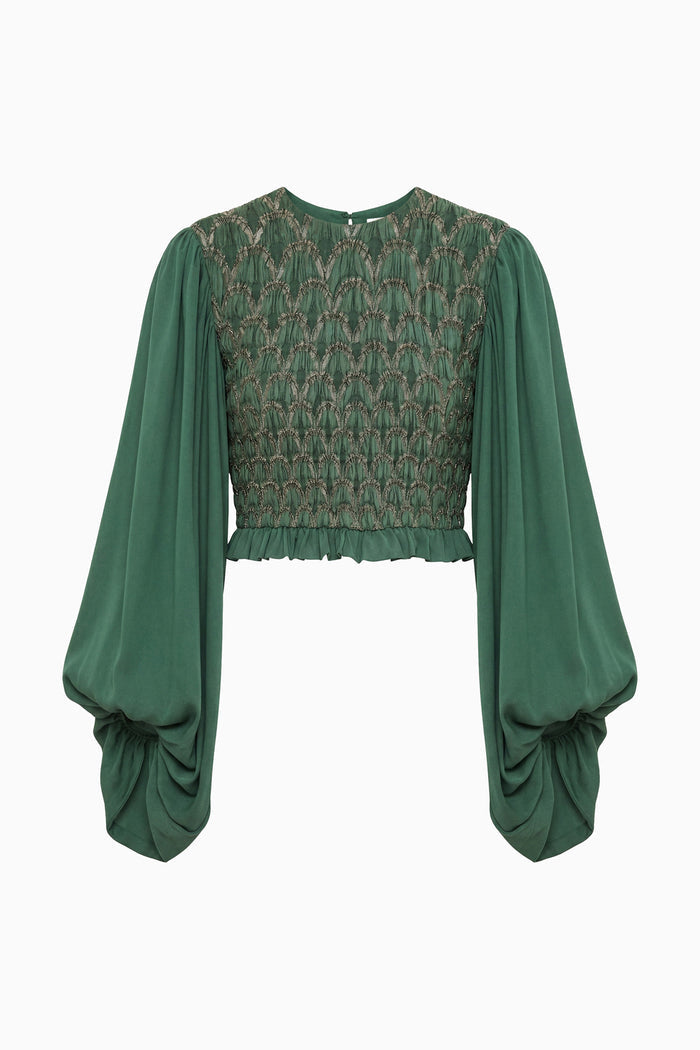 Marlene Long Sleeve Smocked Blouse - Tourmaline