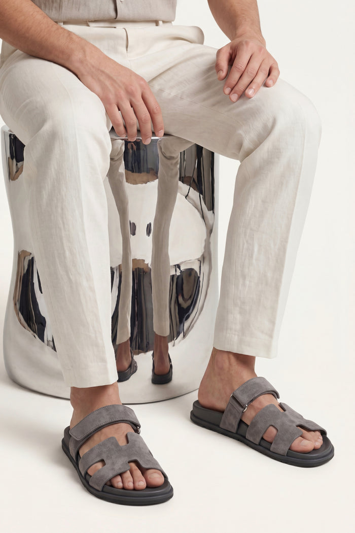 Matera Suede Strap Sandal Grey