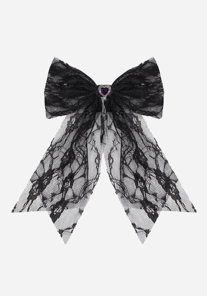 Melanie Heart Lace Hair Bow