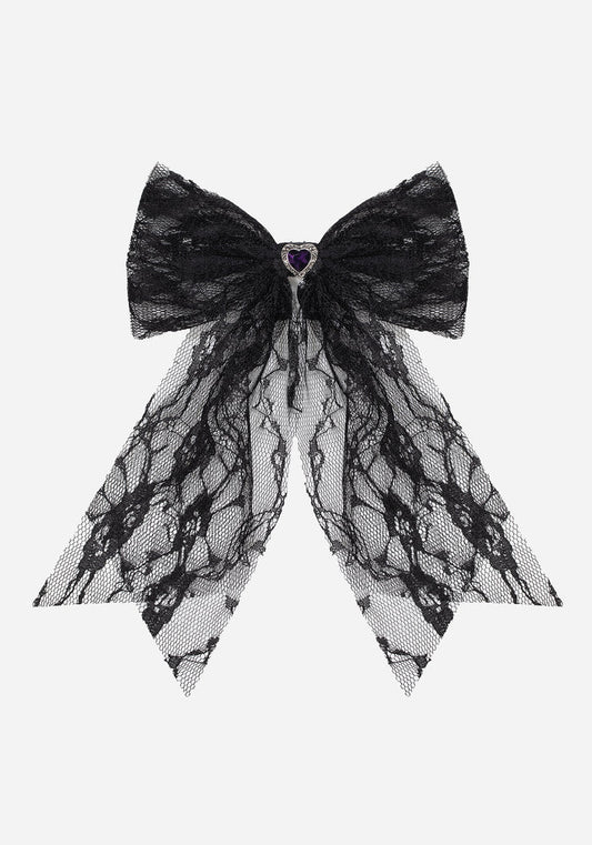 Melanie Heart Lace Hair Bow