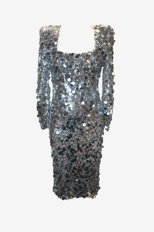 Meraki Official Silver Sequin Midi Dress image 0