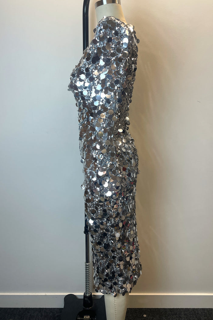 Meraki Official Silver Sequin Midi Dress image 1
