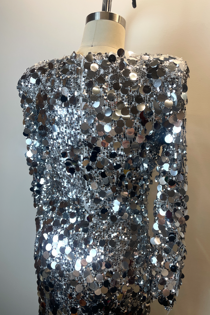 Meraki Official Silver Sequin Midi Dress image 2