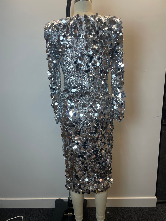 Meraki Official Silver Sequin Midi Dress image 3