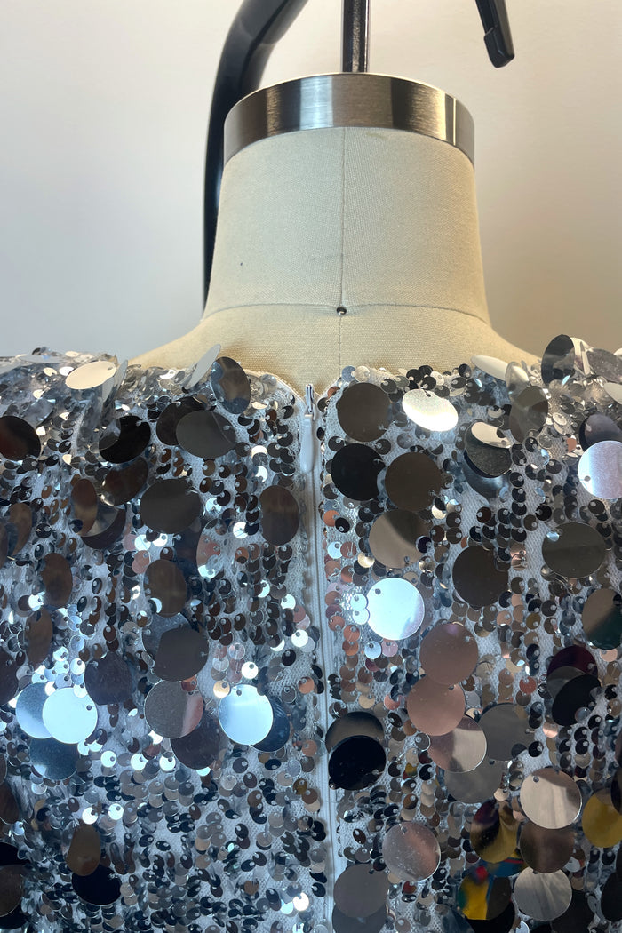 Meraki Official Silver Sequin Midi Dress image 4