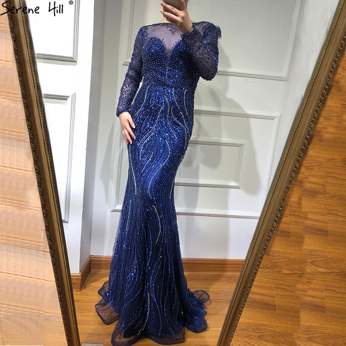 Mermaid Formal Evening Dresses Long Sleeves Beading Evening Gowns LA6506 - SERENE HILL