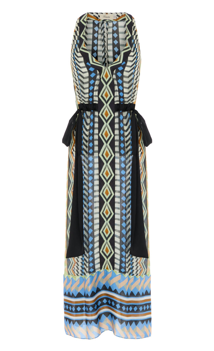 Meryl V-Neck Dress - Provence Blue Mix