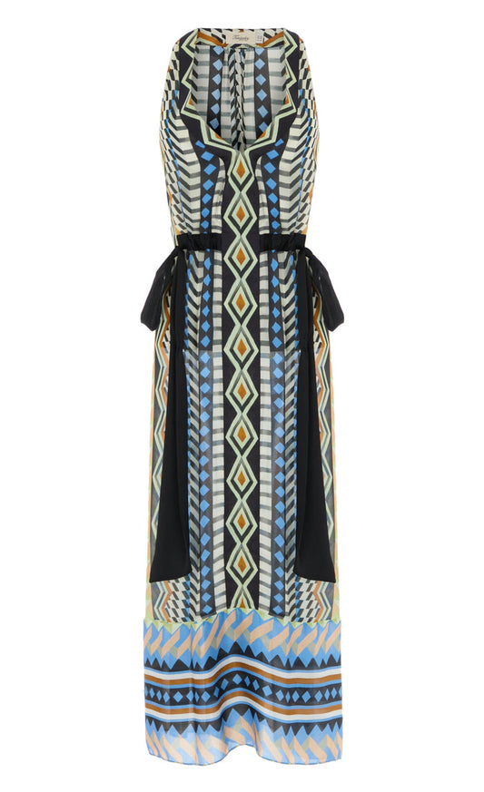 Meryl V-Neck Dress - Provence Blue Mix