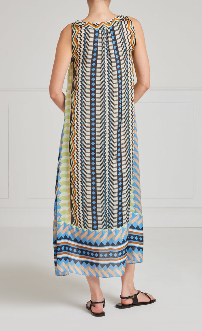Meryl V-Neck Dress - Provence Blue Mix