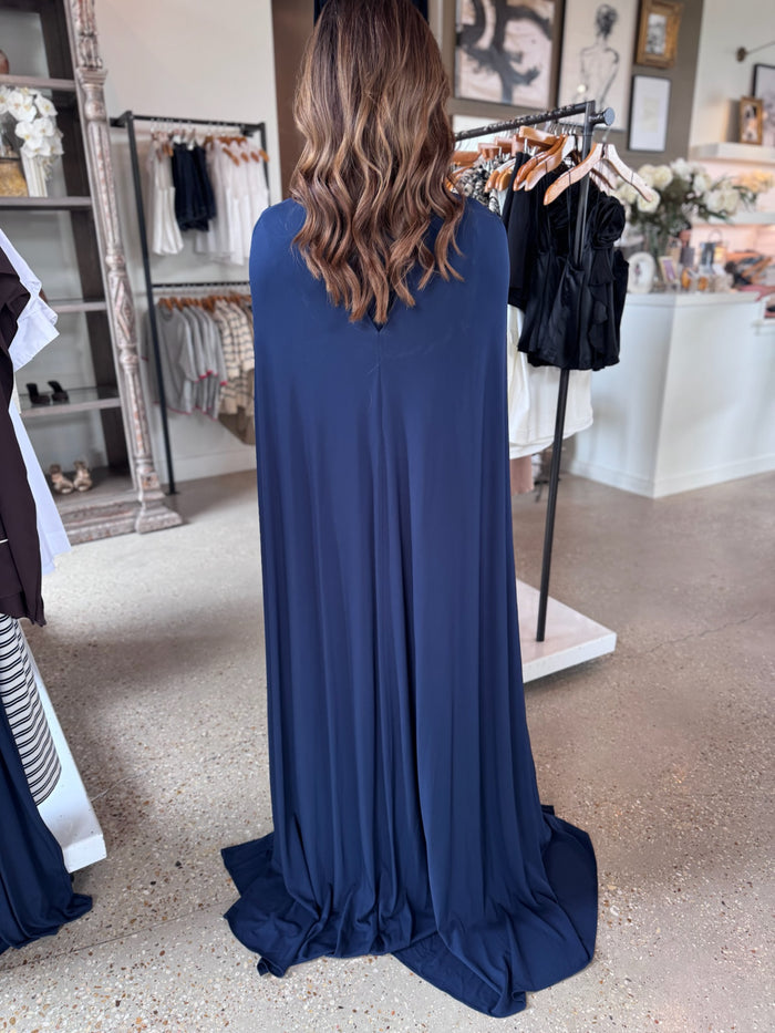 Midnight Demi Cape Gown