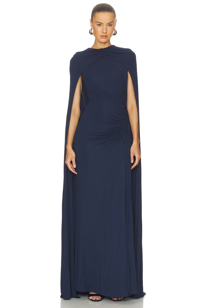 Midnight Demi Cape Gown