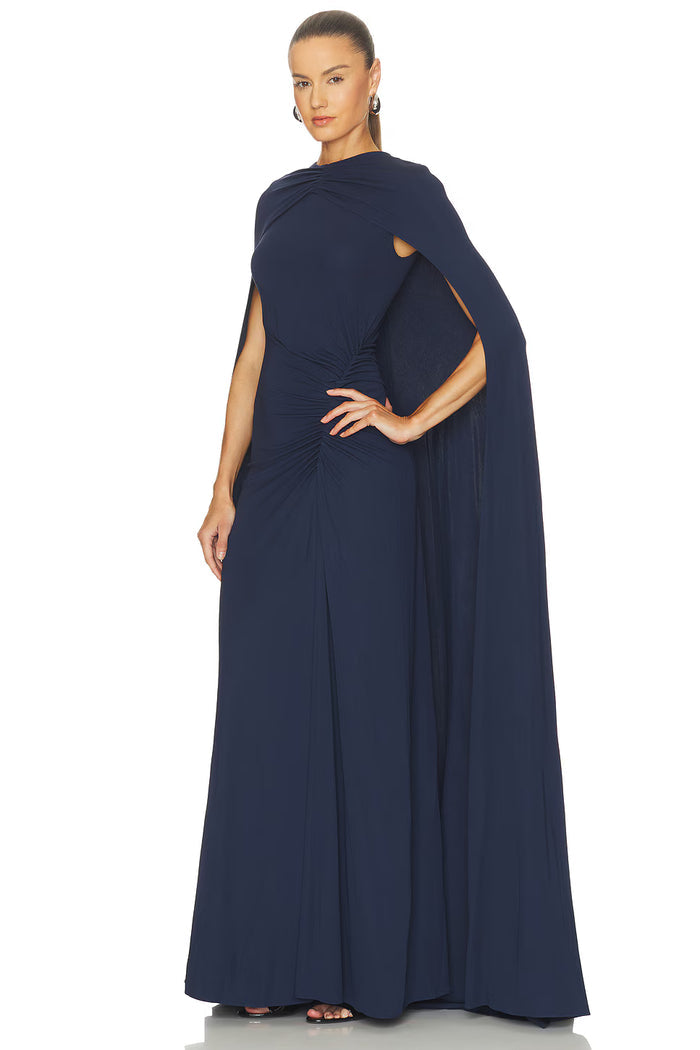 Midnight Demi Cape Gown