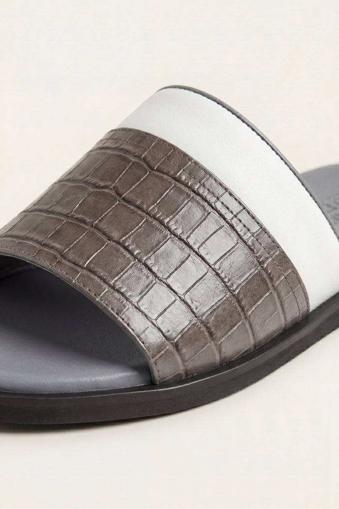 Milano Crocodile Sandal Grey