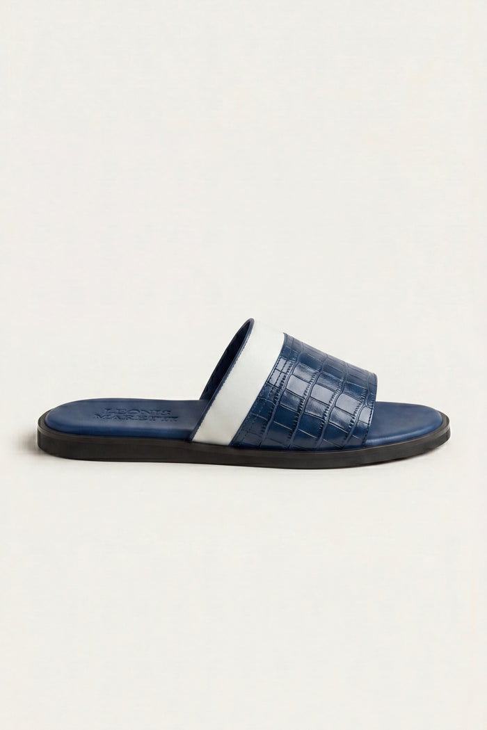 Milano Crocodile Sandal Navy